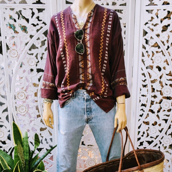 Vintage 70s Guatemalan blouse size  M - Picture 1 of 6